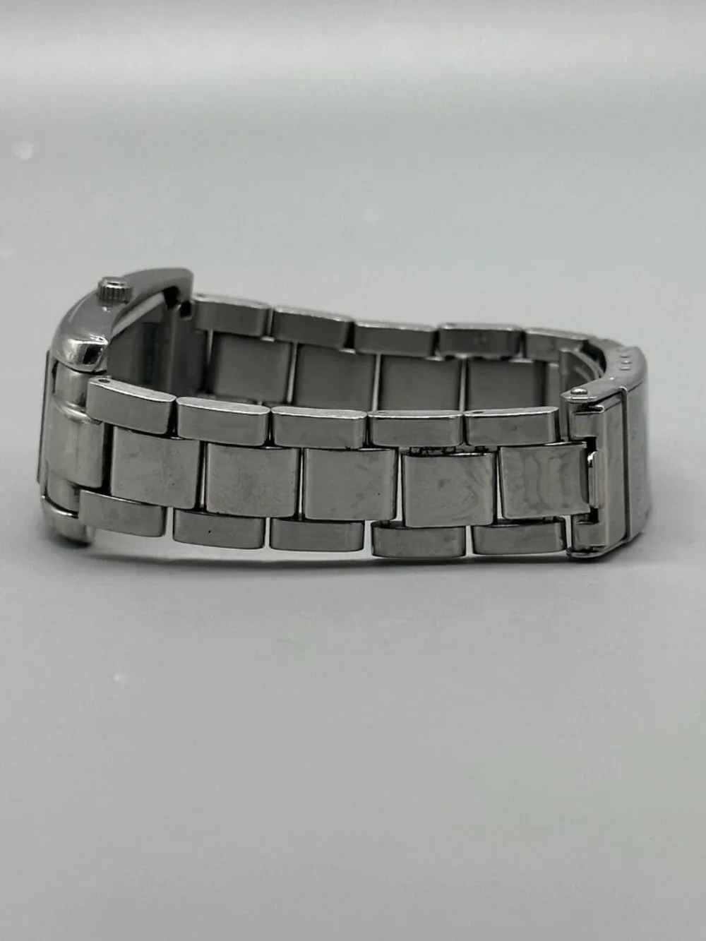 3/$30 Kenneth Cole Women Tank Watch Silver Tone Brown Dial New Battery 6.25